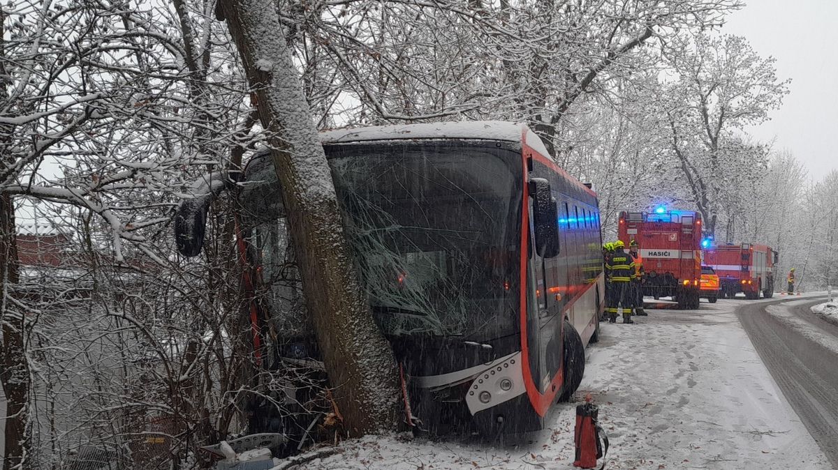 V Plzni naboural autobus do stromu